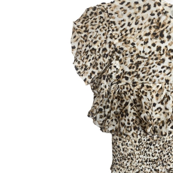 REVOLVE Blue Life Leopard Ruffle Crop Top Size Small - Picture 2 of 3